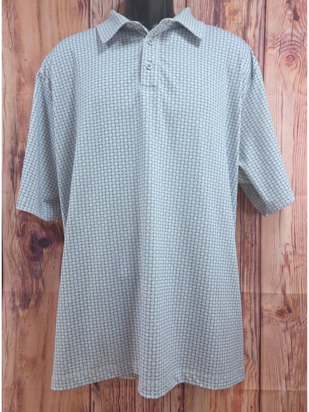 Johnston & Murphy Mens Blue Geometric Print Polo Size XXL